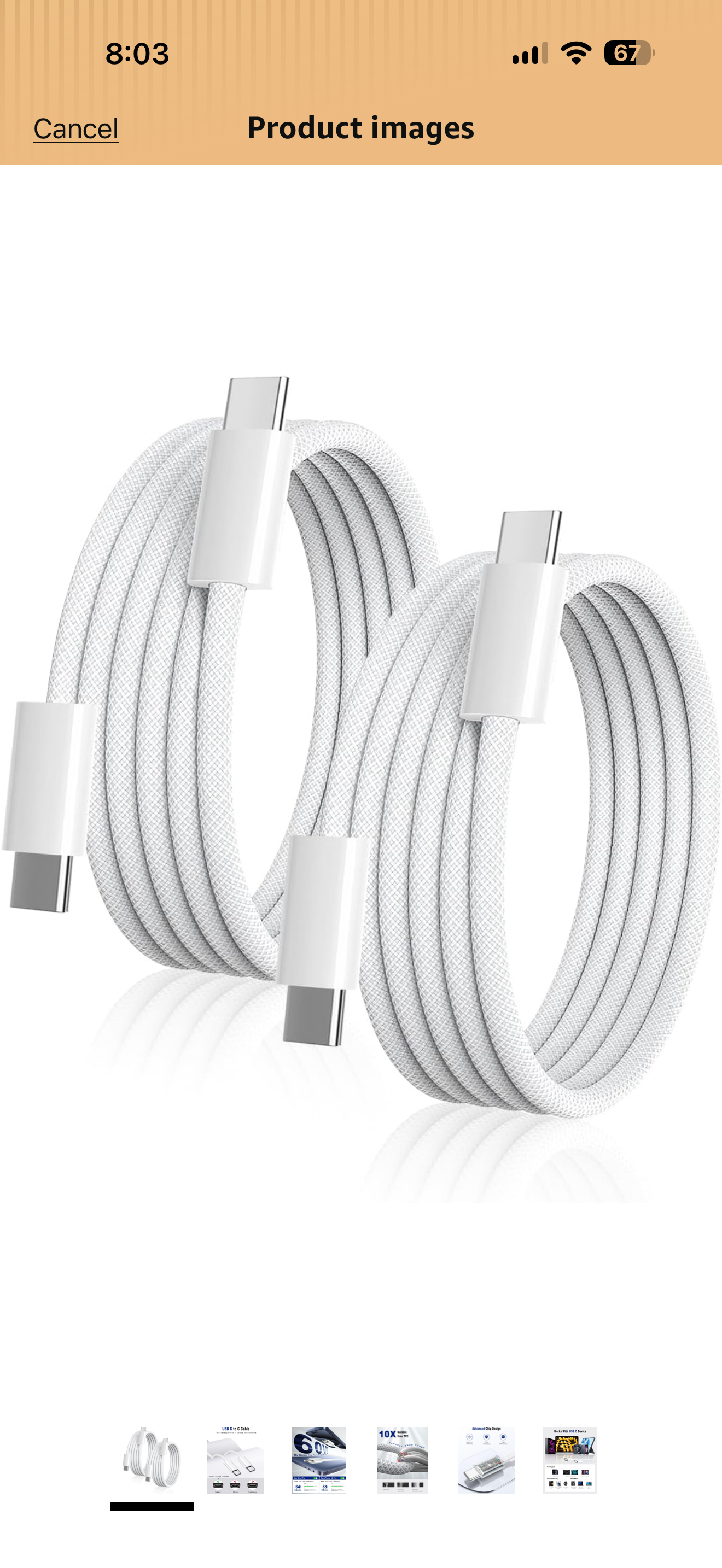60W USB C Cable (6ft)