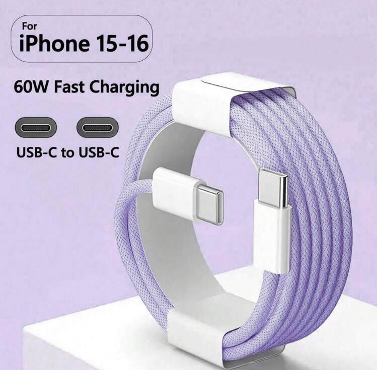 60W 6ft Type C to Type C Cable