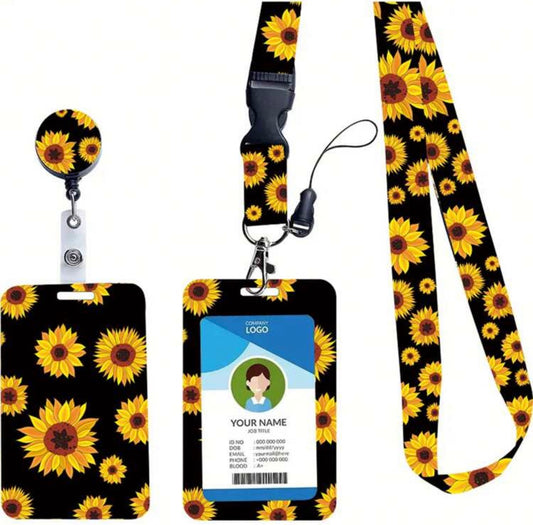 Sunflower Lanyard with Retractable ID Badge