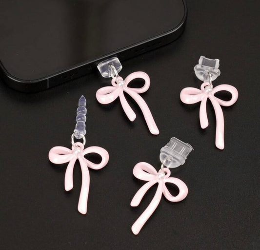 Rhinestone Bow Charging Port Dust Protector