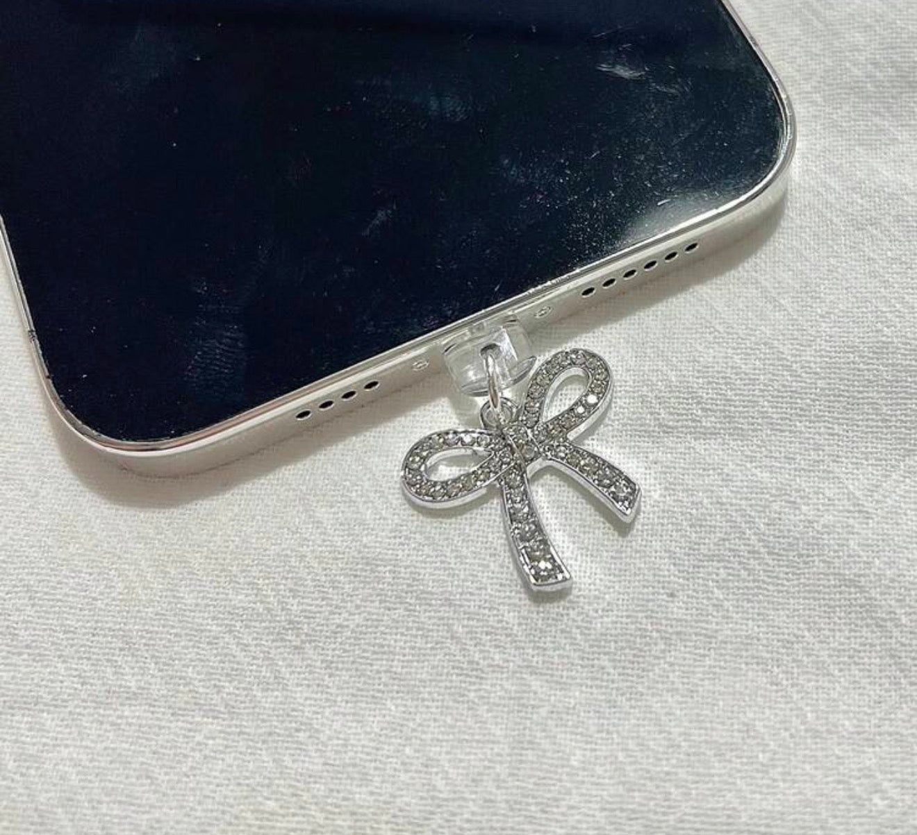 Rhinestone Bow Charging Port Dust Protector
